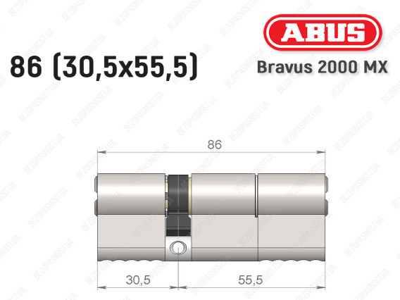 Цилиндр ABUS BRAVUS 2000 MX, ключ-ключ, 85 (30х55)