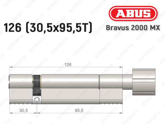Циліндр ABUS BRAVUS 2000 MX, з тумблером, 125 (30х95T)