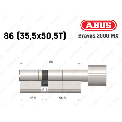 Цилиндр ABUS BRAVUS 2000 MX, с тумблером, 85 (35х50Т)