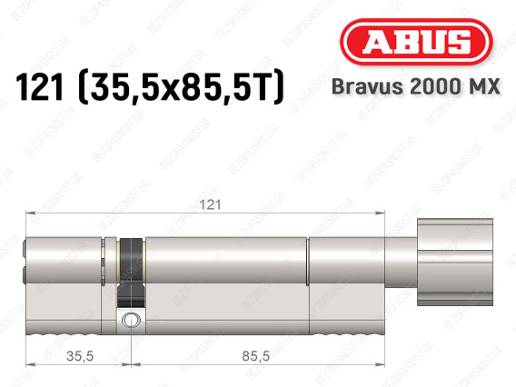 Цилиндр ABUS BRAVUS 2000 MX, с тумблером, 120 (35х85T)