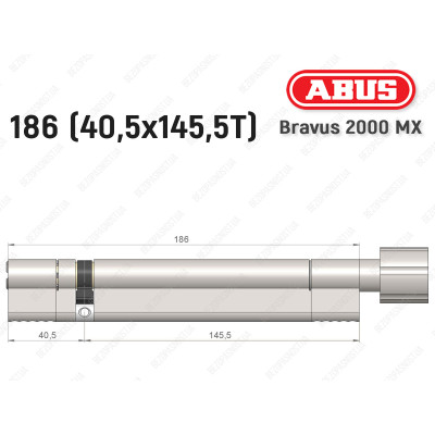 Цилиндр ABUS BRAVUS 2000 MX, с тумблером, 185 (40х145T)