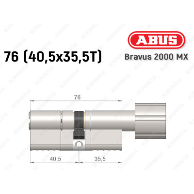 Цилиндр ABUS BRAVUS 2000 MX, с тумблером, 75 (40х35T)