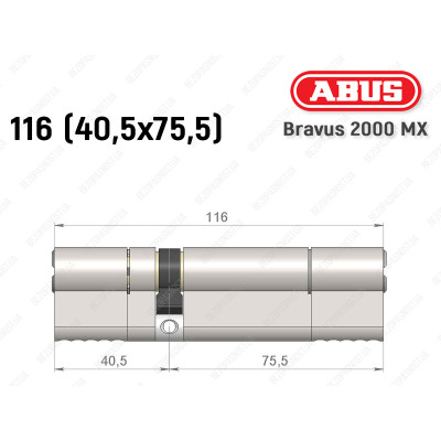 Цилиндр ABUS BRAVUS 2000 MX, ключ-ключ, 115 (40х75)