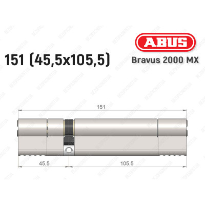 Циліндр ABUS BRAVUS 2000 MX, ключ-ключ, 150 (45х105)