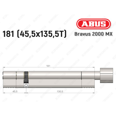 Циліндр ABUS BRAVUS 2000 MX, з тумблером, 180 (45х135T)