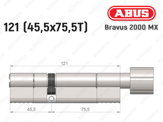 Цилиндр ABUS BRAVUS 2000 MX, с тумблером, 120 (45х75T)