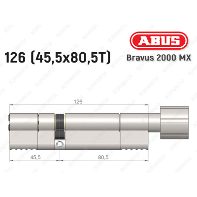 Цилиндр ABUS BRAVUS 2000 MX, с тумблером, 125 (45х80T)