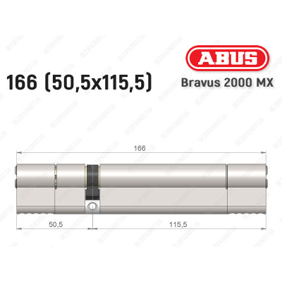 Циліндр ABUS BRAVUS 2000 MX, ключ-ключ, 165 (50х115)