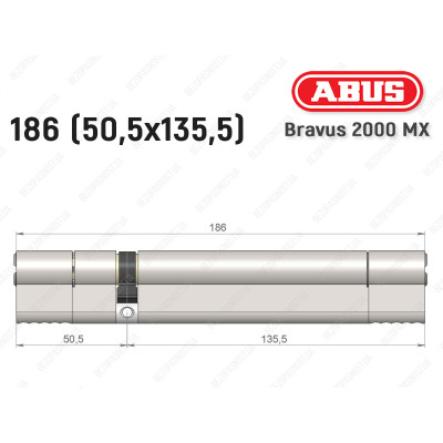 Циліндр ABUS BRAVUS 2000 MX, ключ-ключ, 185 (50х135)