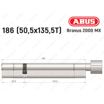 Циліндр ABUS BRAVUS 2000 MX, з тумблером, 185 (50х135T)