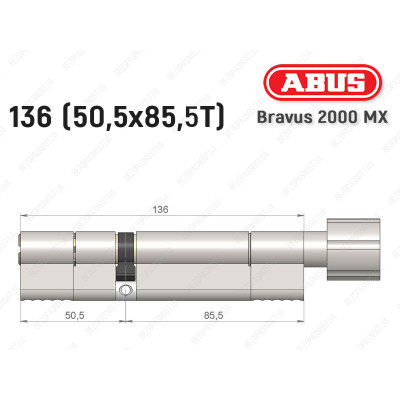 Цилиндр ABUS BRAVUS 2000 MX, с тумблером, 135 (50х85T)