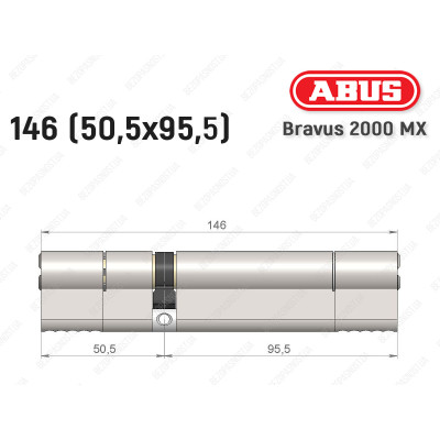 Циліндр ABUS BRAVUS 2000 MX, ключ-ключ, 145 (50х95)