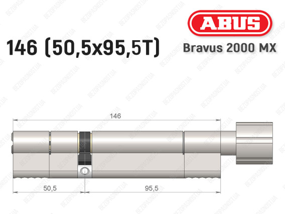 Цилиндр ABUS BRAVUS 2000 MX, с тумблером, 145 (50х95T)