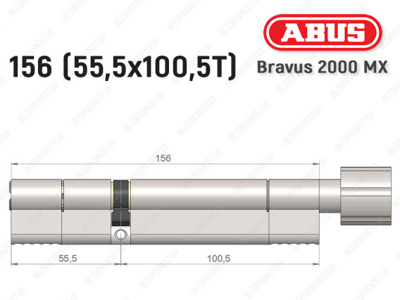 Циліндр ABUS BRAVUS 2000 MX, з тумблером, 155 (55х100T)
