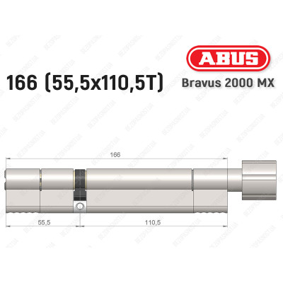 Циліндр ABUS BRAVUS 2000 MX, з тумблером, 165 (55х110T) Циліндр ABUS BRAVUS 2000 MX, з тумблером, 165 (55х110T)