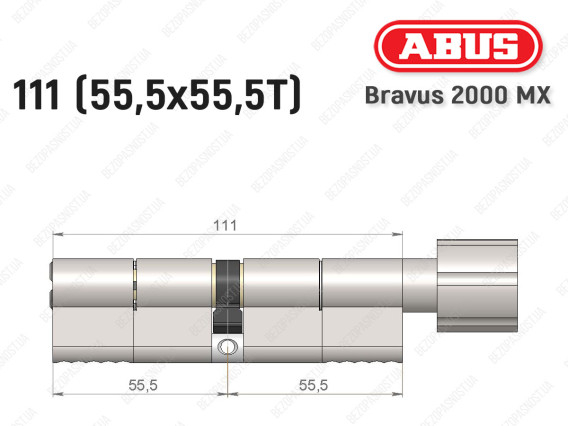 Цилиндр ABUS BRAVUS 2000 MX, с тумблером, 110 (55х55T)