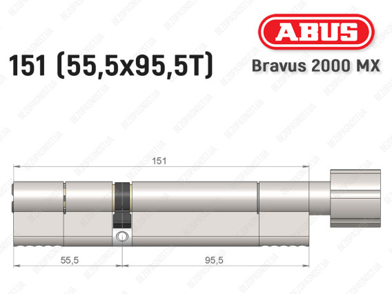 Циліндр ABUS BRAVUS 2000 MX, з тумблером, 150 (55х95T)