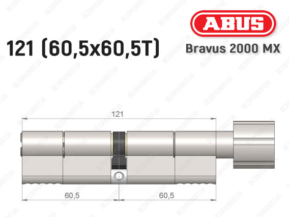 Цилиндр ABUS BRAVUS 2000 MX, с тумблером, 120 (60х60Т)