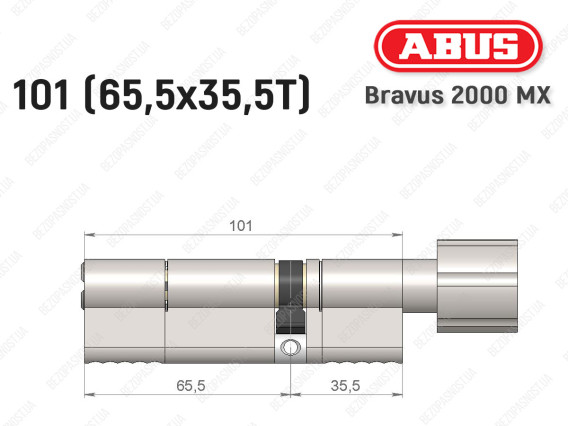 Цилиндр ABUS BRAVUS 2000 MX, с тумблером, 100 (65х35T)