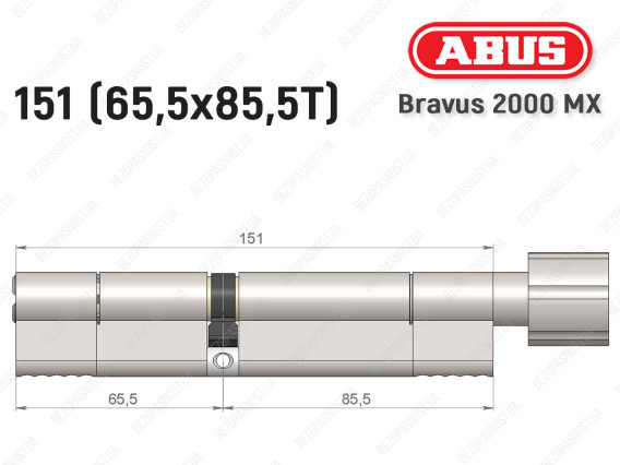 Цилиндр ABUS BRAVUS 2000 MX, с тумблером, 150 (65х85T)