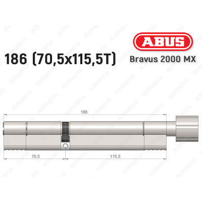 Циліндр ABUS BRAVUS 2000 MX, з тумблером, 185 (70х115T)