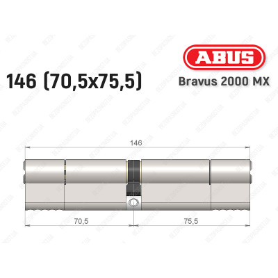 Циліндр ABUS BRAVUS 2000 MX, ключ-ключ, 145 (70х75)