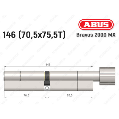 Цилиндр ABUS BRAVUS 2000 MX, с тумблером, 145 (70х75T)