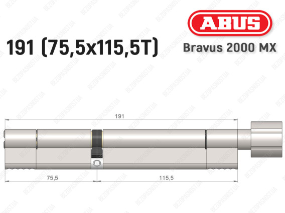 Цилиндр ABUS BRAVUS 2000 MX, с тумблером, 190 (75х115T)