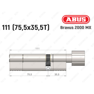 Цилиндр ABUS BRAVUS 2000 MX, с тумблером, 110 (75х35T)