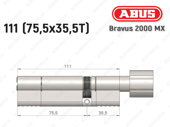 Цилиндр ABUS BRAVUS 2000 MX, с тумблером, 110 (75х35T)