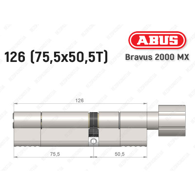 Цилиндр ABUS BRAVUS 2000 MX, с тумблером, 125 (75х50T)