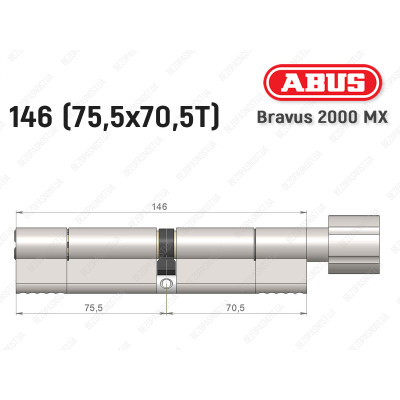Цилиндр ABUS BRAVUS 2000 MX, с тумблером, 145 (75х70T)