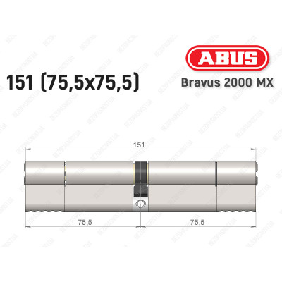 Цилиндр ABUS BRAVUS 2000 MX, ключ-ключ, 150 (75х75)