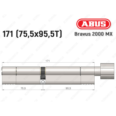 Циліндр ABUS BRAVUS 2000 MX, з тумблером, 170 (75х95T)