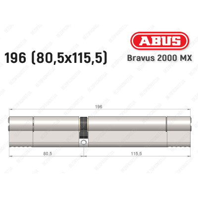 Циліндр ABUS BRAVUS 2000 MX, ключ-ключ, 195 (80х115)