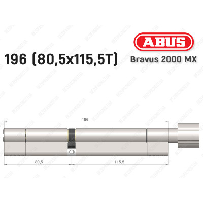 Циліндр ABUS BRAVUS 2000 MX, з тумблером, 195 (80х115T)