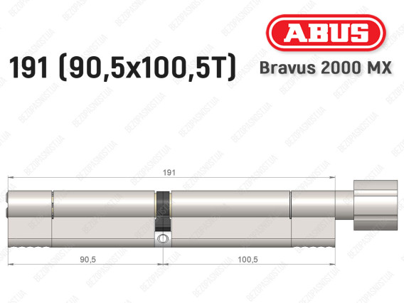 Цилиндр ABUS BRAVUS 2000 MX, с тумблером, 190 (90х100T)