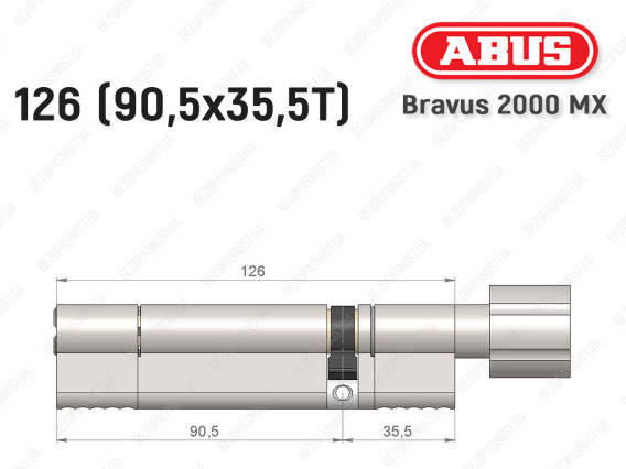 Циліндр ABUS BRAVUS 2000 MX, з тумблером, 125 (90х35T)
