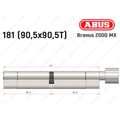 Цилиндр ABUS BRAVUS 2000 MX, с тумблером, 180 (90х90T)