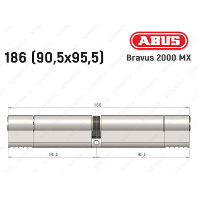 Циліндр ABUS BRAVUS 2000 MX, ключ-ключ, 185 (90х95)