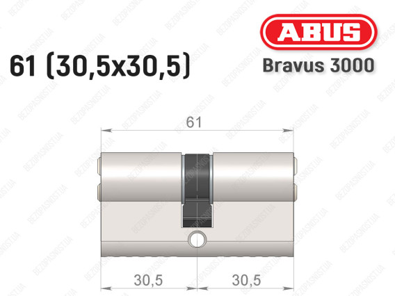 Цилиндр ABUS BRAVUS 3000 Compact, ключ-ключ, 60 мм (30х30)