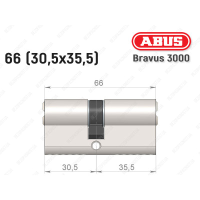 Цилиндр ABUS BRAVUS 3000 Compact, ключ-ключ, 65 мм (30х35)