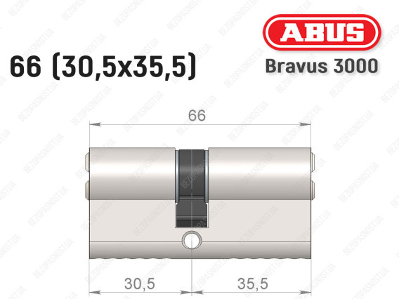 Циліндр ABUS BRAVUS 3000 Compact, ключ-ключ, 65 мм (30х35)