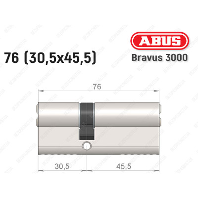 Циліндр ABUS BRAVUS 3000 Compact, ключ-ключ, 75 мм (30х45)