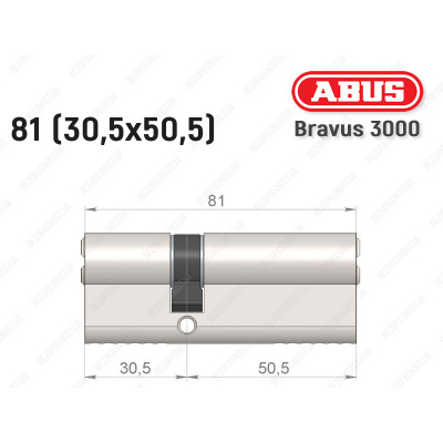 Цилиндр ABUS BRAVUS 3000 Compact, ключ-ключ, 80 мм (30х50)