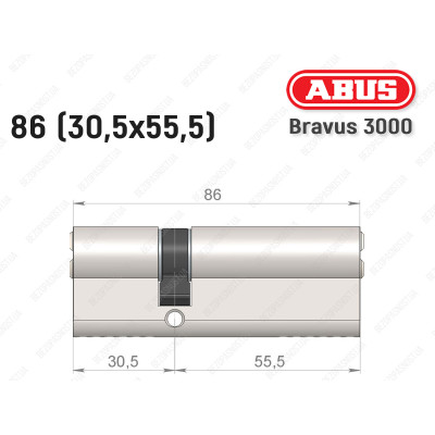 Циліндр ABUS BRAVUS 3000 Compact, ключ-ключ, 85 мм (30х55)
