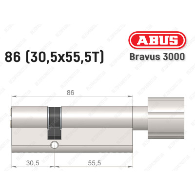 Циліндр ABUS BRAVUS 3000 Compact, з тумблером, 85 мм (30х55Т)
