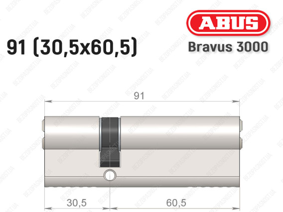Цилиндр ABUS BRAVUS 3000 Compact, ключ-ключ, 90 мм (30х60)