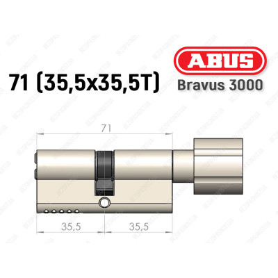Цилиндр ABUS BRAVUS 3000 Compact, с тумблером, 70 мм (35х35Т)