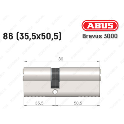 Цилиндр ABUS BRAVUS 3000 Compact, ключ-ключ, 85 мм (35х50)